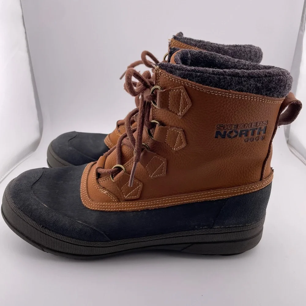 Skechers North 3600 Mens Leather Thinsulate‎ Winter Duck Boots Brown Black US 9